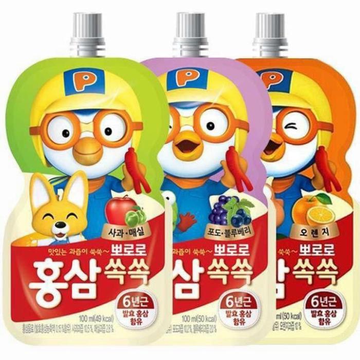 Nước Uống Hồng Sâm Pororo trẻ em - Paldo (10 gói)